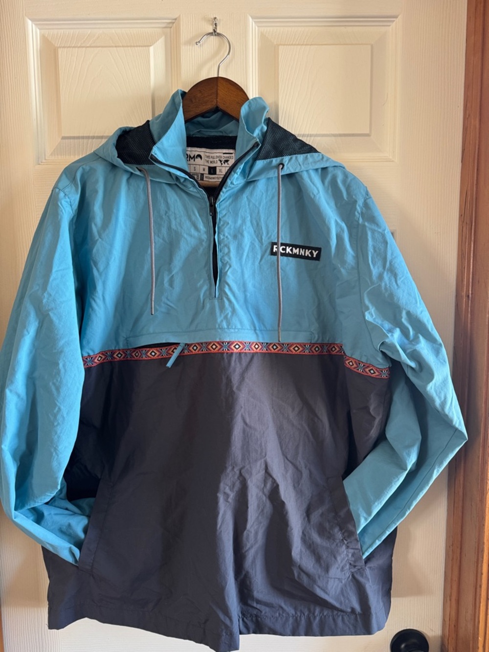 FCKMNKY Men's Teal and Black Half-Zip Windbreaker